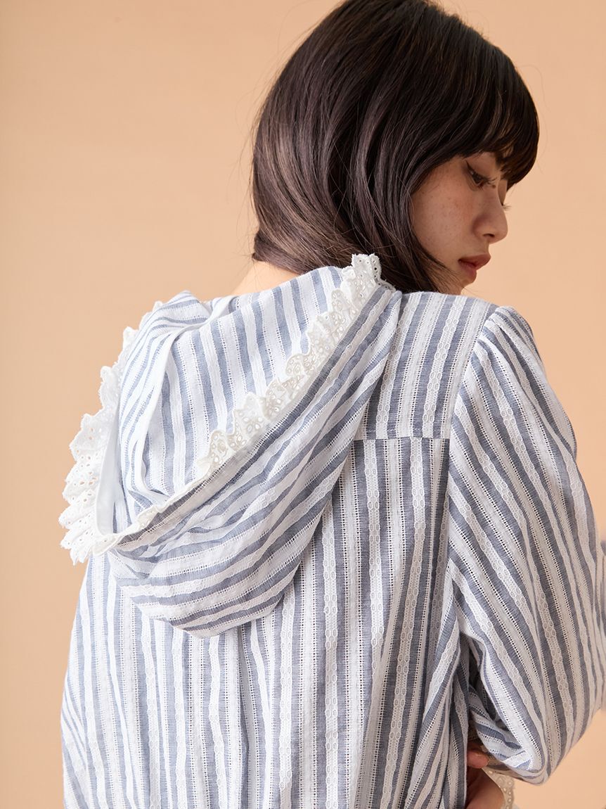 LILY BROWN「フーディーコットンレースブラウス」|シャツ・ブラウス|