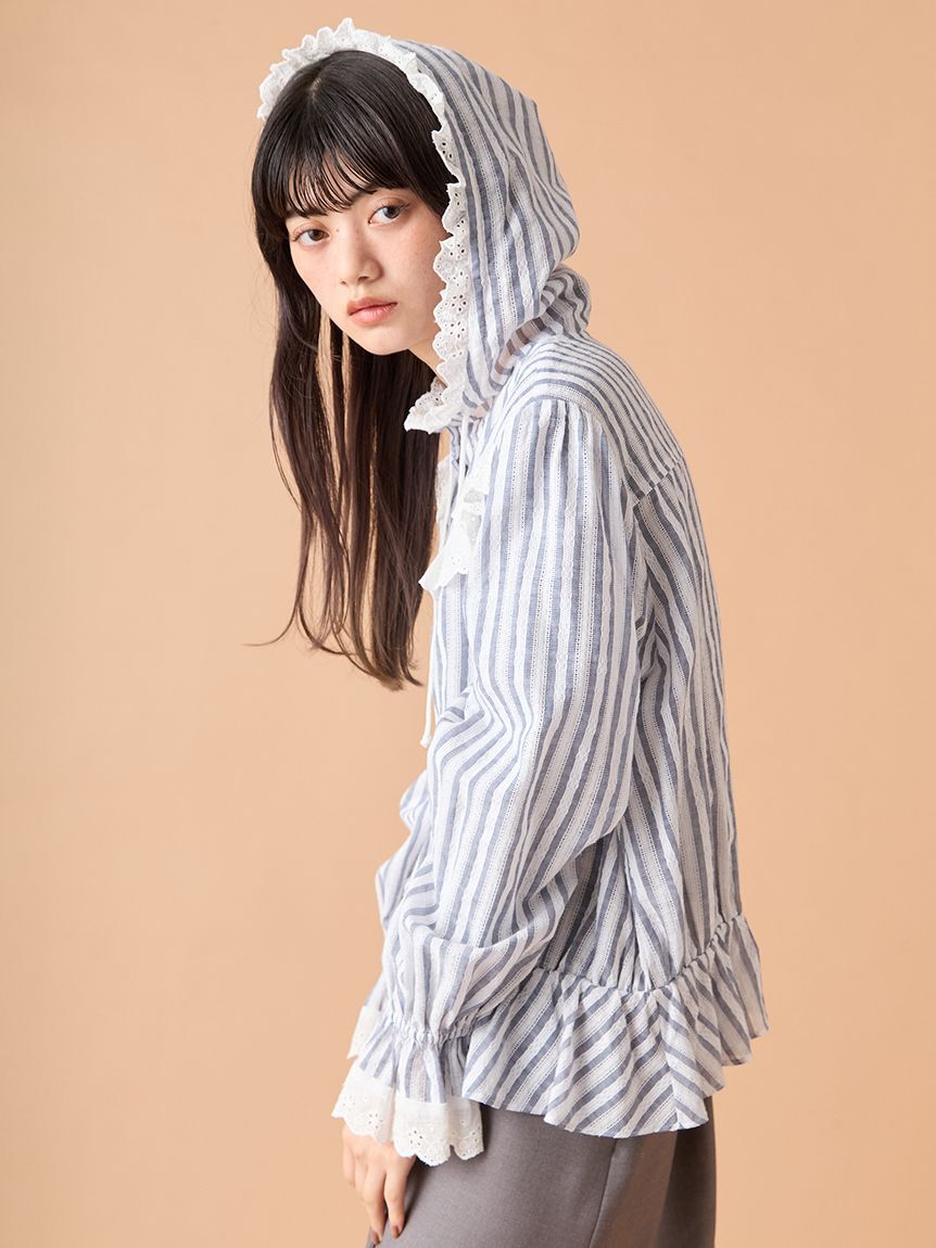 LILY BROWN「フーディーコットンレースブラウス」|シャツ・ブラウス|