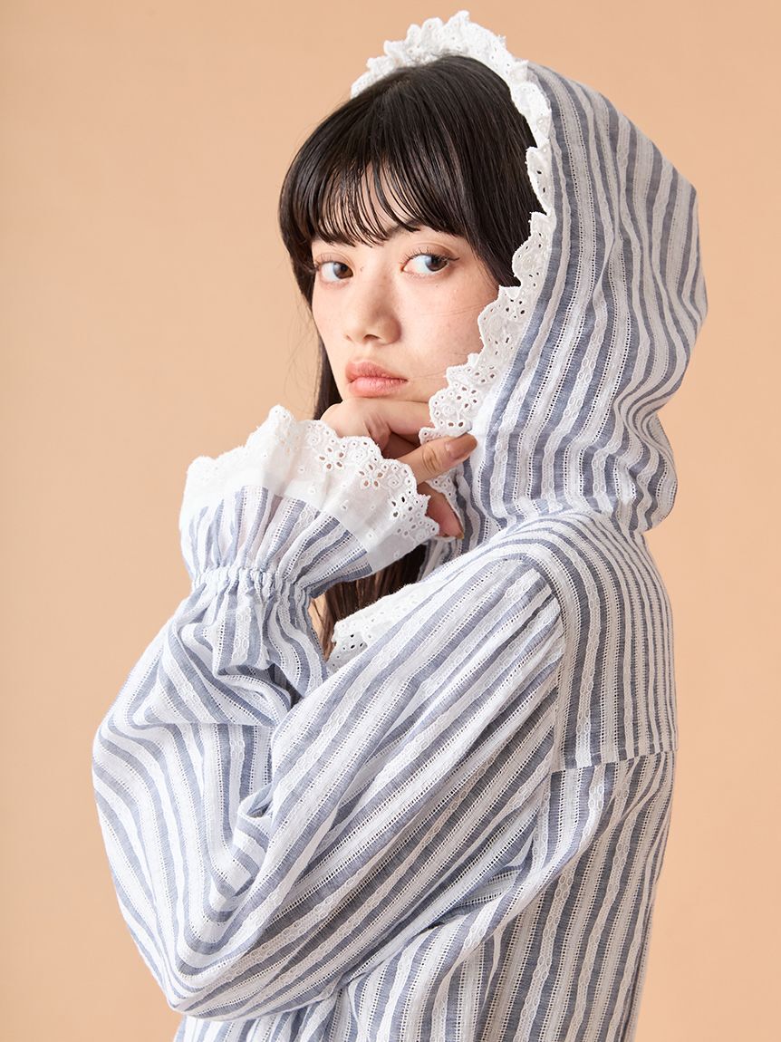 LILY BROWN「フーディーコットンレースブラウス」|シャツ・ブラウス|