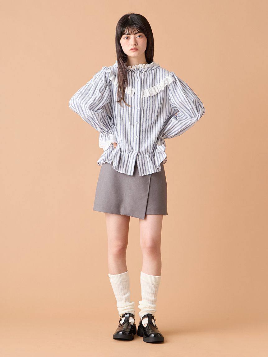 LILY BROWN「フーディーコットンレースブラウス」|シャツ・ブラウス|