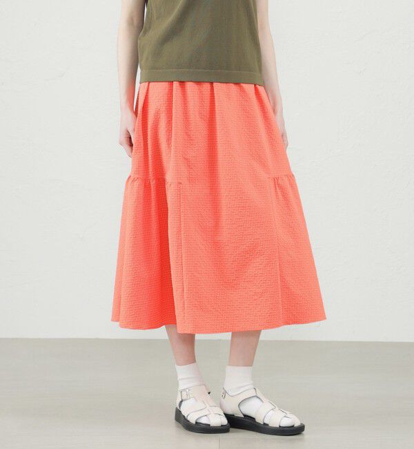 MACKINTOSH PHILOSOPHY「メッシュサッカーサイドギャザースカート」|スカート|オレンジ