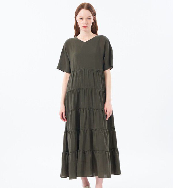 MACKINTOSH PHILOSOPHY「ドレープローンティアードワンピース」|ワンピース|カーキ