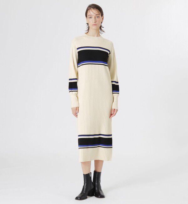  「カラーブロッキングニットドレス」|ワンピース|