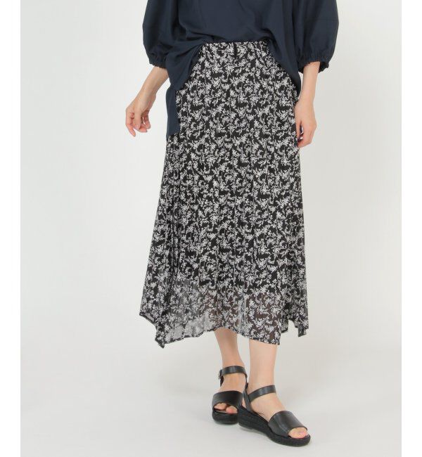 ikka「イレヘムプリーツスカート」|スカート|ブラック