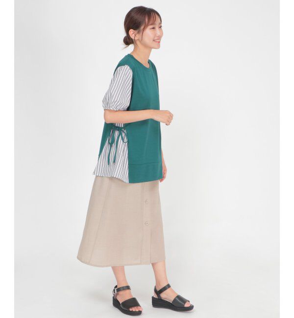 ikka「半袖カット切り替えプルオーバー」|その他|