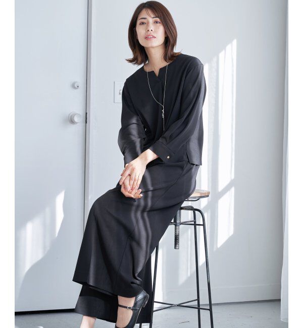 IKKA LOUNGE「ストレッチ長袖フレアセットアップ」|ワンピース|