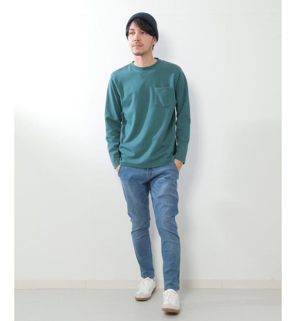 ikka「ライトダンボールWフェイスロンT」|Tシャツ・カットソー|