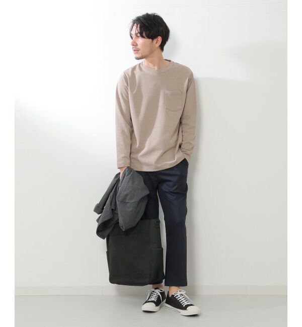 ikka「ライトダンボールWフェイスロンT」|Tシャツ・カットソー|