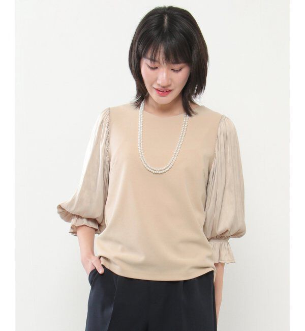 IKKA LOUNGE「袖プリーツカットジョーゼット」|Tシャツ・カットソー|