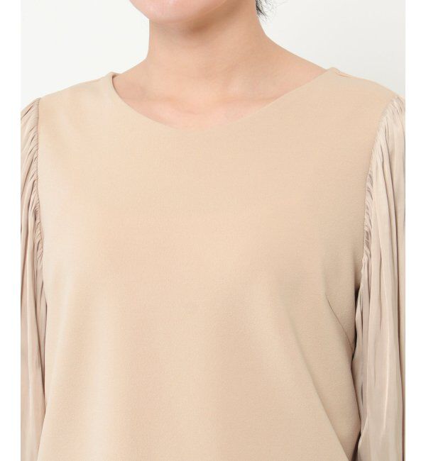 IKKA LOUNGE「袖プリーツカットジョーゼット」|Tシャツ・カットソー|