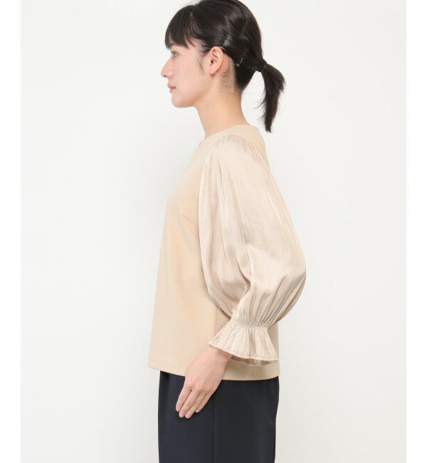 IKKA LOUNGE「袖プリーツカットジョーゼット」|Tシャツ・カットソー|