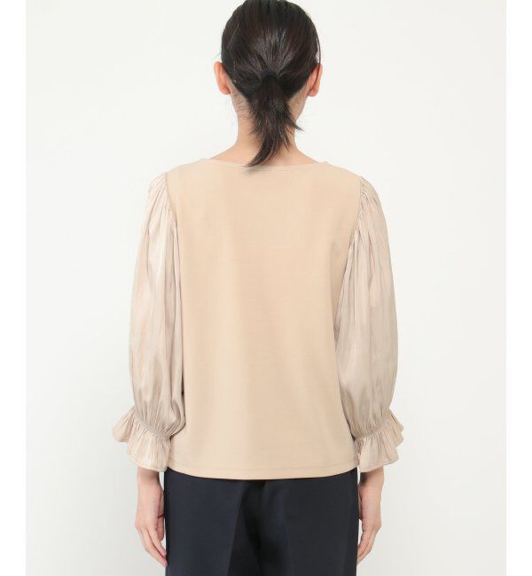 IKKA LOUNGE「袖プリーツカットジョーゼット」|Tシャツ・カットソー|