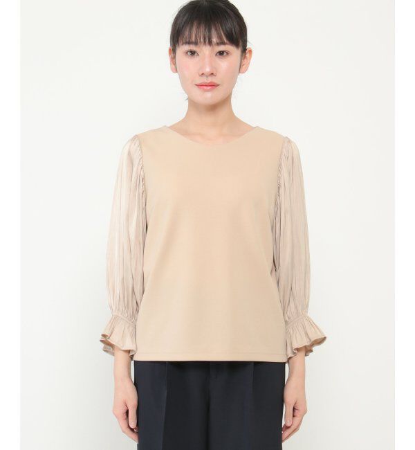 IKKA LOUNGE「袖プリーツカットジョーゼット」|Tシャツ・カットソー|