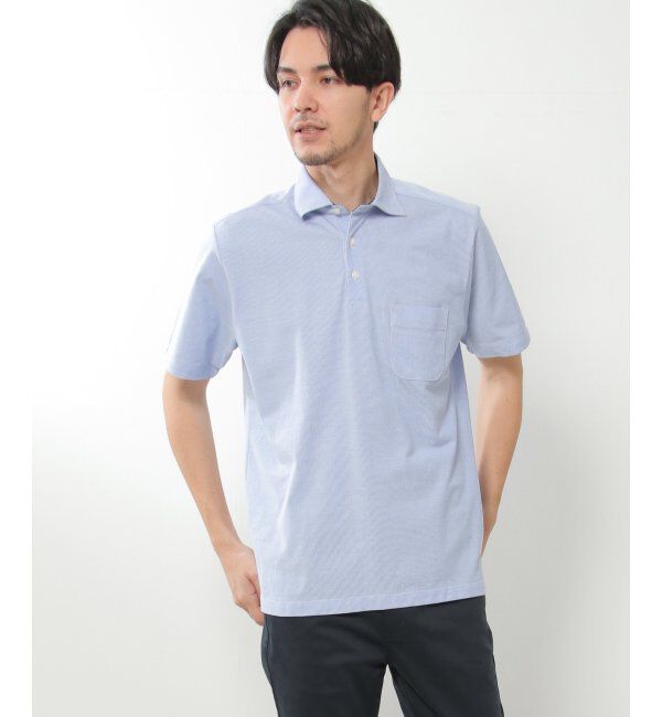 IKKA LOUNGE「ドライラックスカッタウェイポロシャツ」|Tシャツ・カットソー|ブルー
