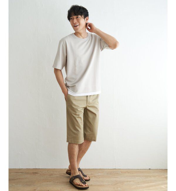 ikka「【吸水速乾】ドライ鹿の子5分袖レイヤードTシャツ」|Tシャツ・カットソー|