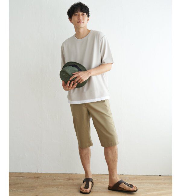 ikka「【吸水速乾】ドライ鹿の子5分袖レイヤードTシャツ」|Tシャツ・カットソー|