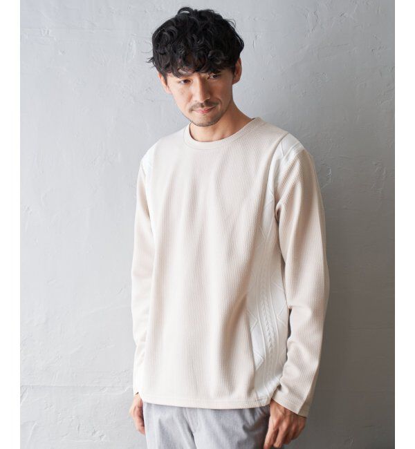 ikka「フクレジャガード切り替えロンT」|Tシャツ・カットソー|