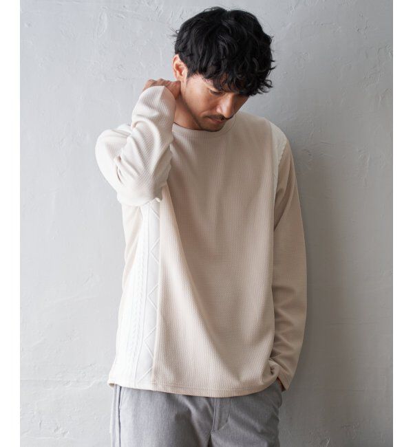 ikka「フクレジャガード切り替えロンT」|Tシャツ・カットソー|