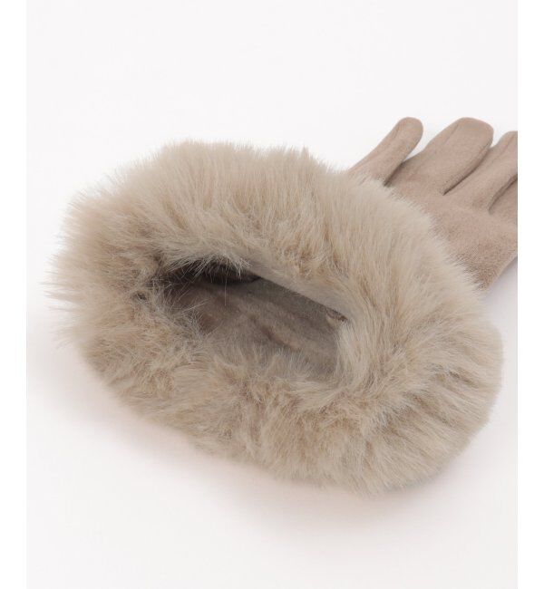 ikka「エコスエードフェイクファー付きグローブ」|手袋|