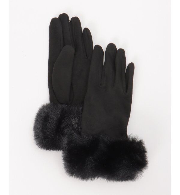 ikka「エコスエードフェイクファー付きグローブ」|手袋|
