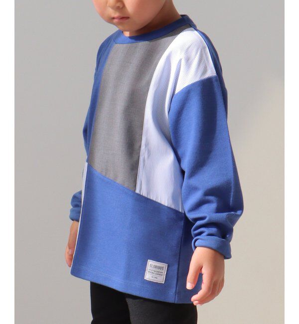 ikka kids「ストライプ切り替えブロックスT（120~160cm）」|Tシャツ・カットソー|