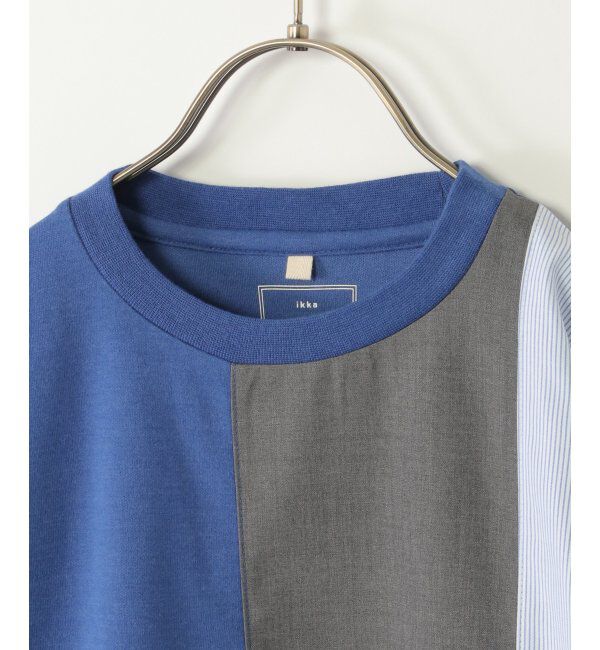 ikka kids「ストライプ切り替えブロックスT（120~160cm）」|Tシャツ・カットソー|