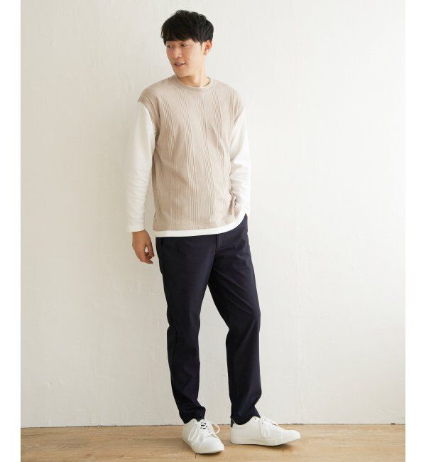 ikka「ヘリンボンジャカードフェイクベストロンT」|Tシャツ・カットソー|