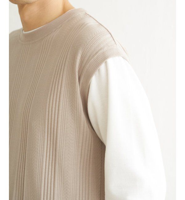 ikka「ヘリンボンジャカードフェイクベストロンT」|Tシャツ・カットソー|