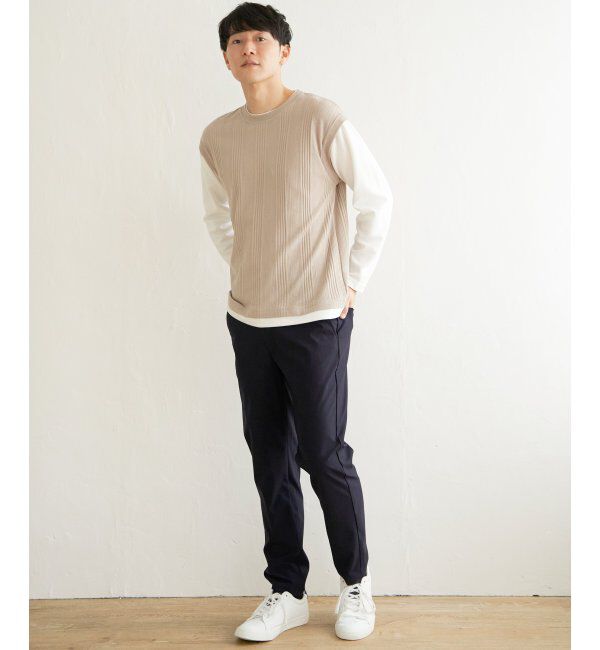 ikka「ヘリンボンジャカードフェイクベストロンT」|Tシャツ・カットソー|