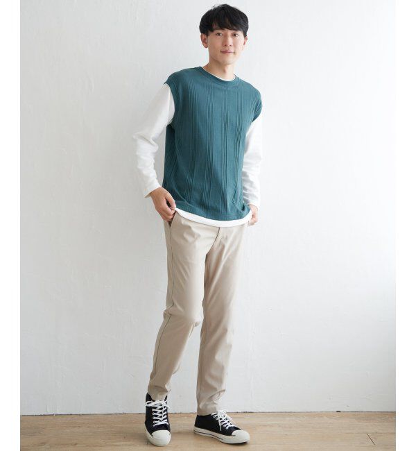 ikka「ヘリンボンジャカードフェイクベストロンT」|Tシャツ・カットソー|