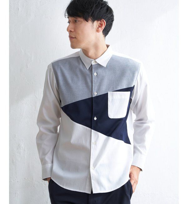 ikka「オックスブロックスナナメキリカエＳＨ」|シャツ・ブラウス|