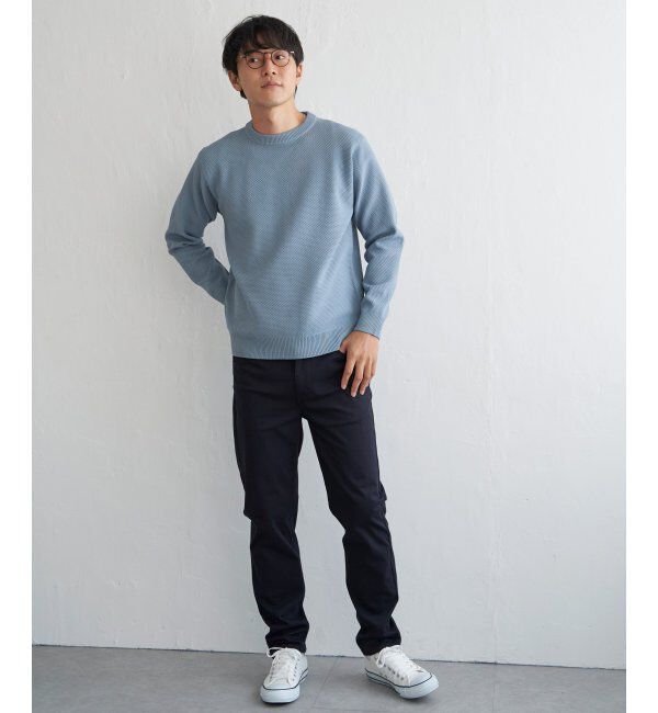 ikka「GOKU楽ニット鹿の子クルーネック」|プルオーバー|