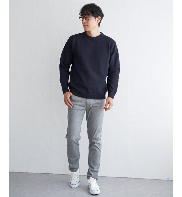 ikka「GOKU楽ニット鹿の子クルーネック」|プルオーバー|