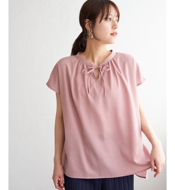ikka「ジョーゼットフレンチスリーブブラウス」|シャツ・ブラウス|ピンク