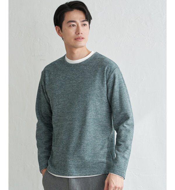 ikka「メランジ裏起毛インナーセット」|パーカー|グリーン