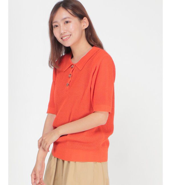 Lbc with Life「ニットポロ」|カーディガン|オレンジ