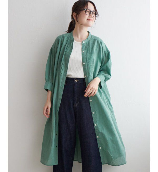 Lbc with Life「リネンブレンドピンタックワンピース」|ワンピース|グリーン