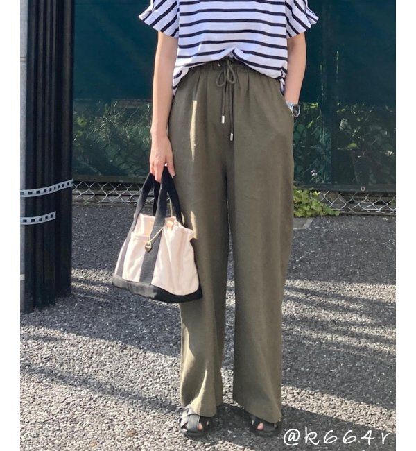 Lbc with Life「リネン混シャーリングワイドパンツ」|その他|オリブグリン