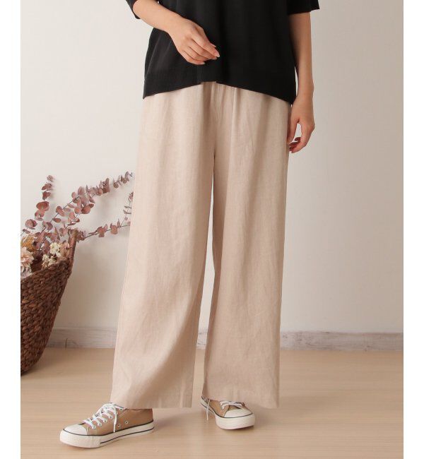 Lbc with Life「リネン混シャーリングワイドパンツ」|その他|
