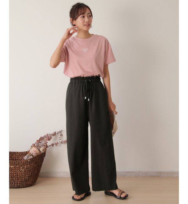 Lbc with Life「リネン混シャーリングワイドパンツ」|その他|