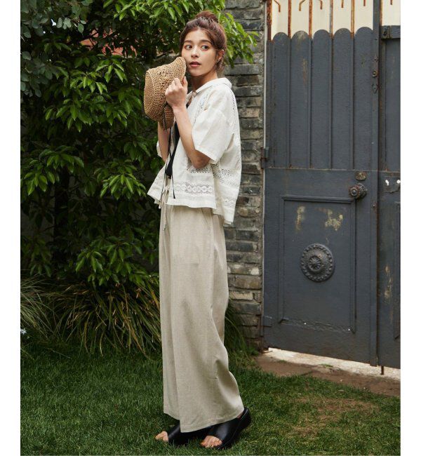 Lbc with Life「リネン混シャーリングワイドパンツ」|その他|