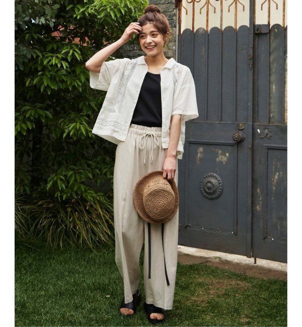 Lbc with Life「リネン混シャーリングワイドパンツ」|その他|