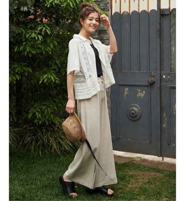 Lbc with Life「リネン混シャーリングワイドパンツ」|その他|