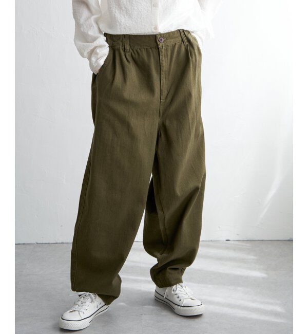 Lbc with Life「起毛ヘリンボンコージータックパンツ」|その他|オリブグリン