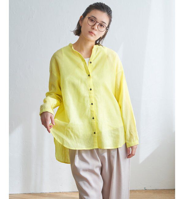 Lbc with Life「リネンコットンバンドカラーシャツ」|シャツ・ブラウス|イエロー