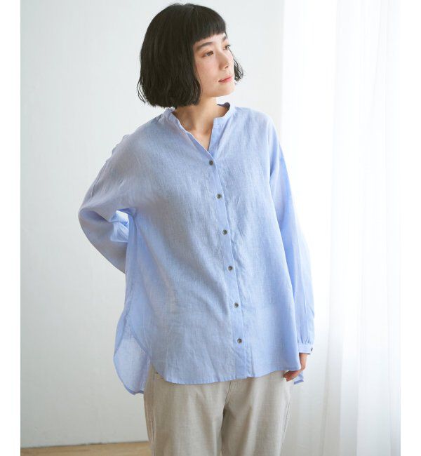 Lbc with Life「リネンコットンバンドカラーシャツ」|シャツ・ブラウス|