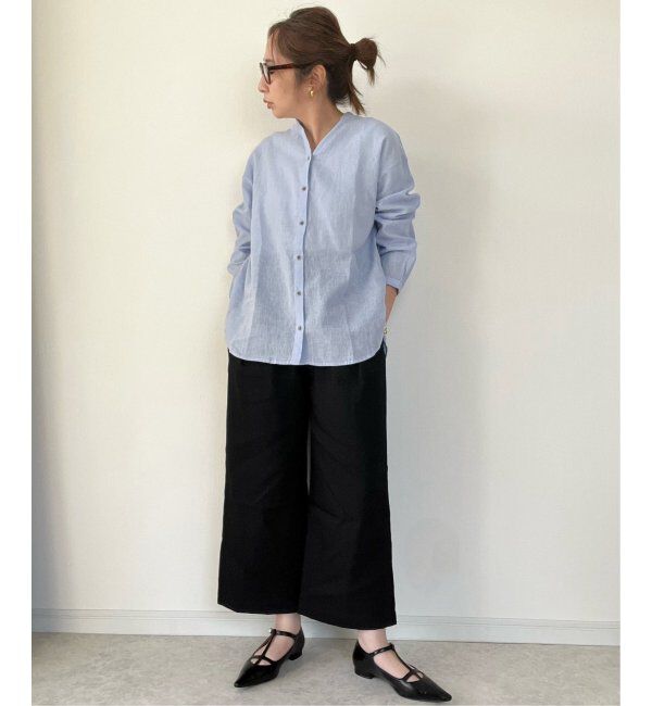 Lbc with Life「リネンコットンバンドカラーシャツ」|シャツ・ブラウス|