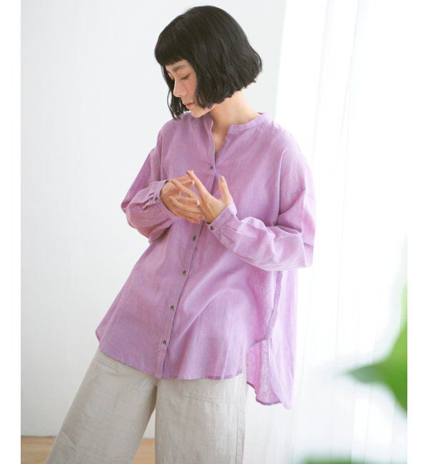 Lbc with Life「リネンコットンバンドカラーシャツ」|シャツ・ブラウス|