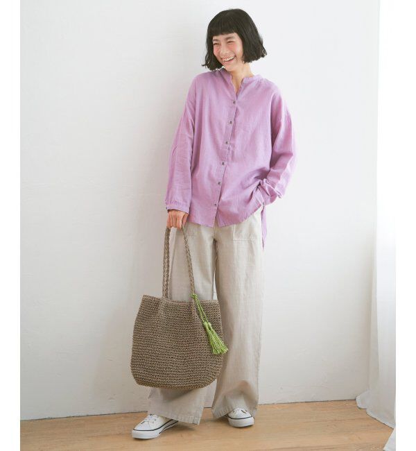 Lbc with Life「リネンコットンバンドカラーシャツ」|シャツ・ブラウス|