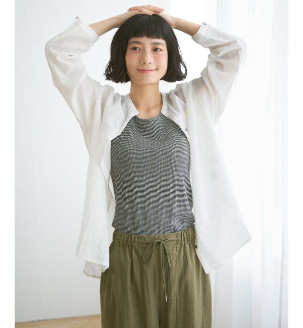 Lbc with Life「リネンコットンバンドカラーシャツ」|シャツ・ブラウス|